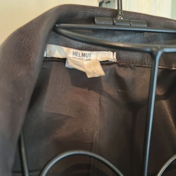 Helmut Lang Brown Distressed Dried Leather Coat Jacket  L - Picture 4 of 8